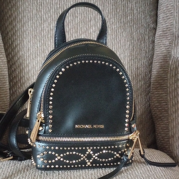 Michael Kors Black and Gold Studded Backpack - Picture 1 of 5
